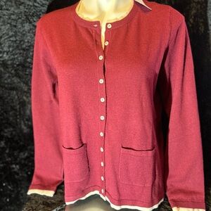 Women's burgundy Button-Up Sweater